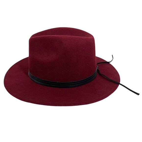 Summer Rose Burgundy Fedora Western Hat w/ Leather Band Adjustable EUC - Picture 3 of 8